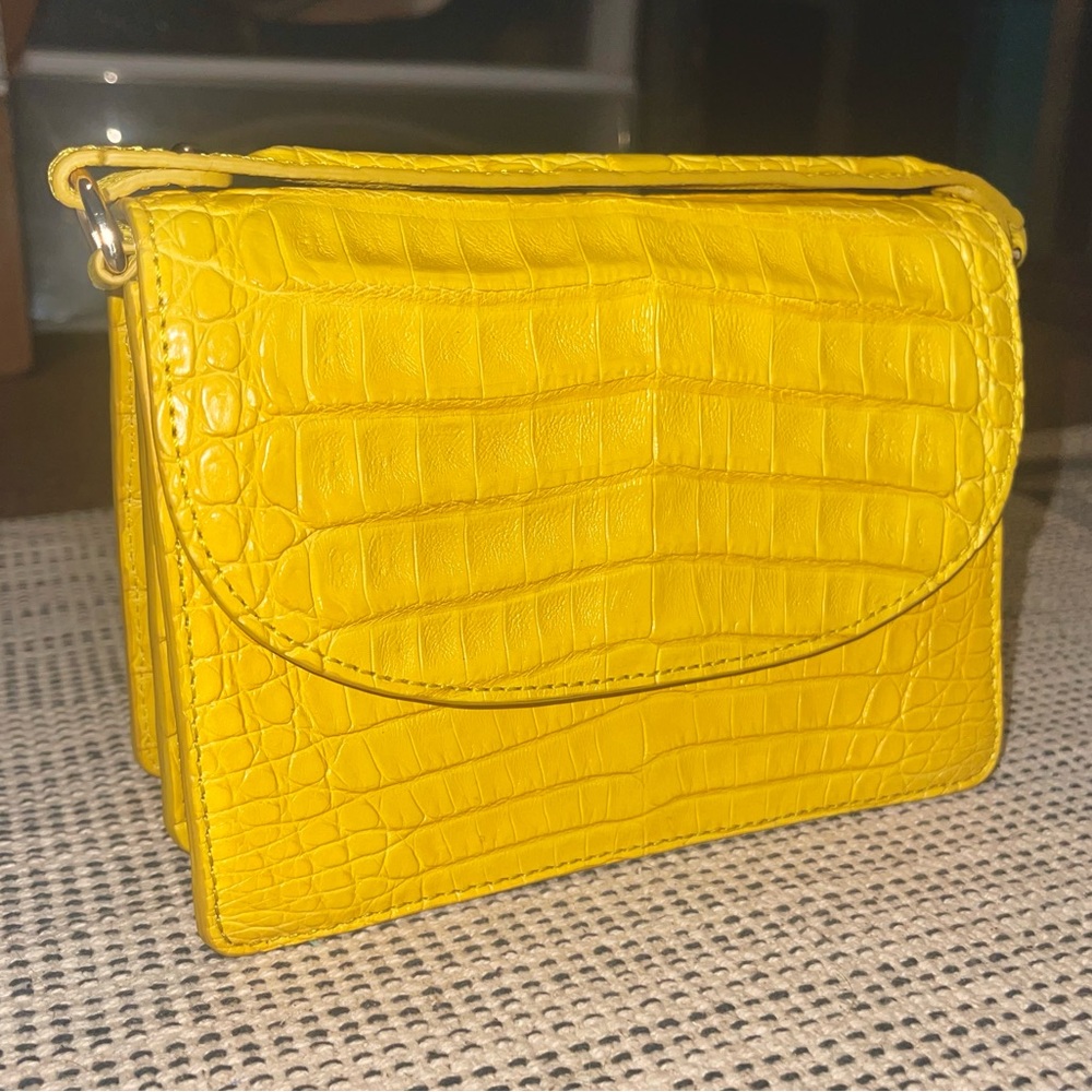 Maria Oliver | Yellow Crocodile Valencia Top Handle Handbag